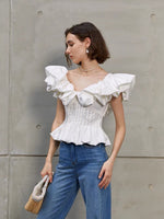 Load image into Gallery viewer, Kiele Ruffle Pleat Top in White