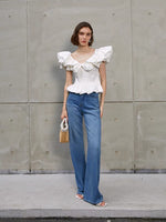 Load image into Gallery viewer, Kiele Ruffle Pleat Top in White