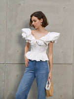 Load image into Gallery viewer, Kiele Ruffle Pleat Top in White