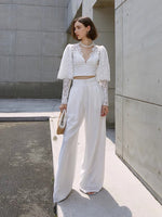 Load image into Gallery viewer, Edena High Waist Palazzo Pants in White