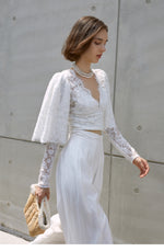 Load image into Gallery viewer, Edena High Waist Palazzo Pants in White