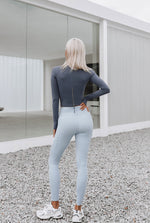 Load image into Gallery viewer, Xtra-Soft Cutout Long Sleeve Top in Grey Blue