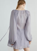 Load image into Gallery viewer, Tencel Blend Blouson Top + Shorts Set in Grey

