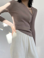Load image into Gallery viewer, Asymmetric Cut Top in Brown