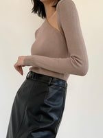 Load image into Gallery viewer, Asymmetric Cut Top in Brown