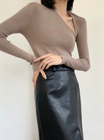 Load image into Gallery viewer, Asymmetric Cut Top in Brown