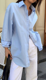 Load image into Gallery viewer, Lemons & Limes Oversized Classic Shirt in Blue
