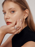 Load image into Gallery viewer, Gold Plated Textured Open Loop Stud Earrings