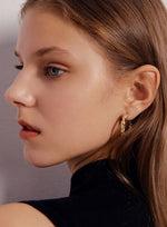 Load image into Gallery viewer, Gold Plated Textured Open Loop Stud Earrings