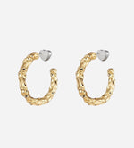 Load image into Gallery viewer, Gold Plated Textured Open Loop Stud Earrings