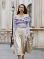 Load image into Gallery viewer, Harlow Off Shoulder Twist Top in Purple