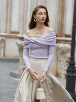 Load image into Gallery viewer, Harlow Off Shoulder Twist Top in Purple