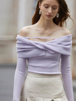 Load image into Gallery viewer, Harlow Off Shoulder Twist Top in Purple