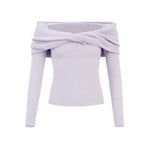 Load image into Gallery viewer, Harlow Off Shoulder Twist Top in Purple