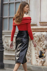 Load image into Gallery viewer, Harlow Off Shoulder Twist Top in Red