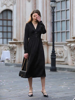 Load image into Gallery viewer, Jana Tailored Button Midi Dress - Black