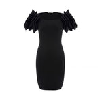 Load image into Gallery viewer, Cruella Shoulder Bodycon Dress in Black