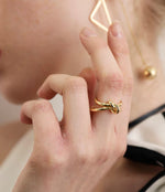 Load image into Gallery viewer, Gold Plated Knotted Open Ring