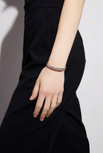 Load image into Gallery viewer, White Gold Plated Crystals Link Open Bangle