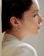Load image into Gallery viewer, Gold Plated Double Open Loop Stud Earrings