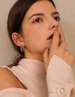 Load image into Gallery viewer, Silver Plated Double Twist Hoop Earrings