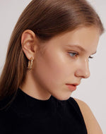 Load image into Gallery viewer, Gold Plated Textured Open Loop Stud Earrings