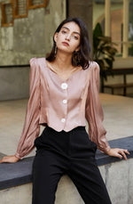 Load image into Gallery viewer, Anja Button Sheen Blouse