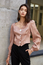 Load image into Gallery viewer, Anja Button Sheen Blouse