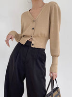 Load image into Gallery viewer, V Button Cardigan - Latte