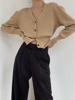 Load image into Gallery viewer, V Button Cardigan - Latte