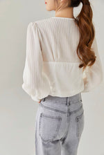Load image into Gallery viewer, Bustier Duo Tone Blouse in White