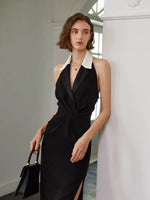 Load image into Gallery viewer, Nicole Halter Sleeveless Suit Dress in Black