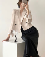 Load image into Gallery viewer, Mayer Contrast Button Cropped Blazer - Cream

