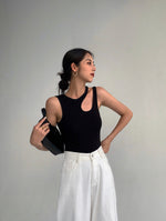 Load image into Gallery viewer, Padded Cutout Tank Top in Black