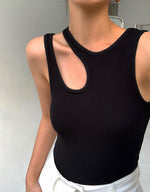 Load image into Gallery viewer, Padded Cutout Tank Top in Black