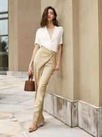 Load image into Gallery viewer, Ayla Scallop Collar Silk Blend Blouse