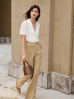 Load image into Gallery viewer, Ayla Scallop Collar Silk Blend Blouse