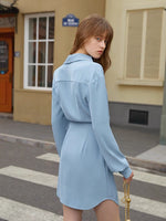 Load image into Gallery viewer, Shaya Wrap Shirt Dress- Blue