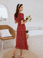 Load image into Gallery viewer, Holly Floral Sweetheart Dress in Red- M