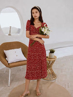 Load image into Gallery viewer, Holly Floral Sweetheart Dress in Red- M
