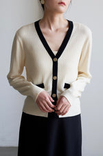 Load image into Gallery viewer, Contrast Edge Cardigan in Cream