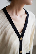Load image into Gallery viewer, Contrast Edge Cardigan in Cream