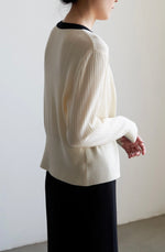 Load image into Gallery viewer, Contrast Edge Cardigan in Cream