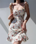 Load image into Gallery viewer, Poppy Floral Tie Strap Mini Dress in White