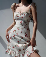 Load image into Gallery viewer, Poppy Floral Tie Strap Mini Dress in White