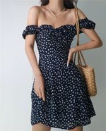 Load image into Gallery viewer, Delphi 2-way Off Shoulder Floral Mini Dress in Navy