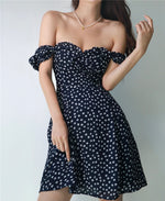 Load image into Gallery viewer, Delphi 2-way Off Shoulder Floral Mini Dress in Navy