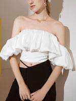 Load image into Gallery viewer, Brodie Off Shoulder Scrunchie Top - Cloud