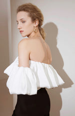 Load image into Gallery viewer, Brodie Off Shoulder Scrunchie Top - Cloud