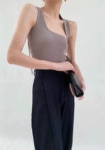 Load image into Gallery viewer, Multi-way Asymmetric Toga Knit Top in Brown